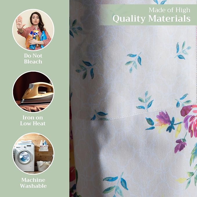 Maison d' Hermine Aprons for women with Pocket 100% Cotton (27.50"x31.50") | Adjustable Neck Strap & long ties Apron Men Chef Wedding Cooking Gardening Server Maid
