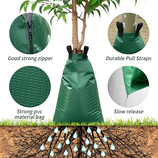 Tree Watering Bags Slow Release:20 Gallon - Reusable & Premium PVC Water Bags - Slow Watering 6-8 Hours for Newly Planted or Established Trees in Hot Weather (8 Pack)