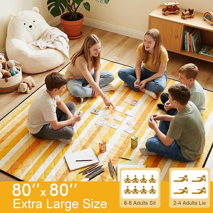 2 in 1 Tote Picnic Blanket Waterproof Outdoor Camping Mat,Large Capacity Beach Blanket 80''x80'' 7 Layers Easy to Foldable and Carry.