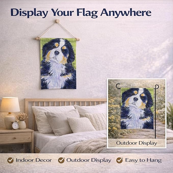 Caroline's Treasures SS1059GF Bernese Mountain Dog Garden Flag Mailbox Flag Decorative Yard Flag Banner Outside Patio Artwork Yard Flower Beds, Garden Size, Multicolor