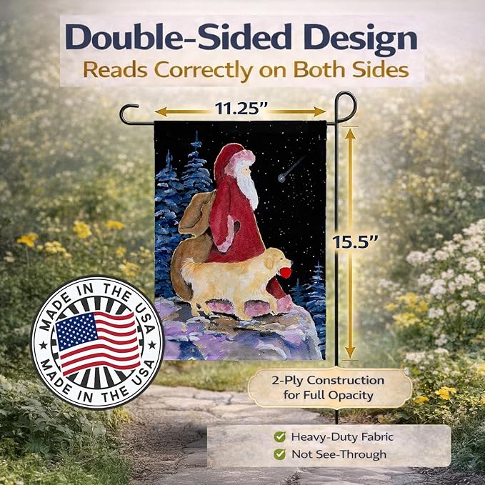 Caroline's Treasures SS8973GF Santa Claus with Golden Retriever Garden Flag Mailbox Flag Decorative Yard Flag Banner Outside Patio Artwork Yard Flower Beds, Garden Size, Multicolor