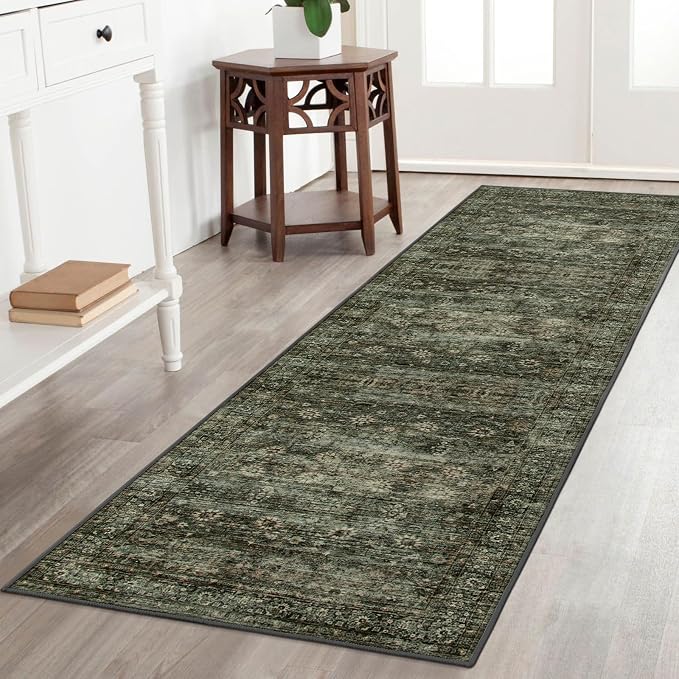 Moynesa Ultra-Thin Washable Teal Non Slip Bathroom Rug - 2x6 Laundry Room Mat, Machine Washable Non-Slip Pet Friendly Carpet Runner for Camper RV Foyer Kitchen Hallway
