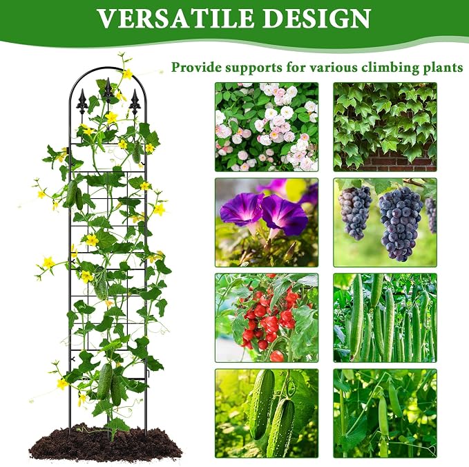 3 Packs Metal Garden Trellis for Climbing Plants (65.3'' x 40'') Rustproof Metal Garden Flower Rose Trellis, Outdoor Climbing Clematis Trellis Cucumbers Support for Courtyards Lawns