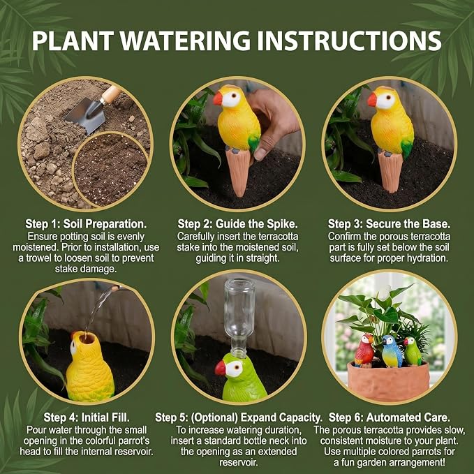 Terracotta Watering Spike Set, 4 Pcs Self Watering Planter Insert, Automatic Plant Watering Devices for Vacation Care, Garden/Office/Outdoor/Indoor Plant Decoration