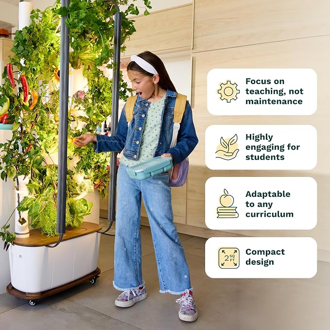 Gardyn Home 4.0 Vertical Hydroponics Growing System Bundle for Schools – Smart Garden Indoor Gardening System with LED Grow Lights, Accessories, 30-Plant Capacity, K-12 STEM Classroom Learning