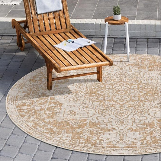 Jill Zarin Jill Zarin Outdoor Collection Area Rug - Dubai (10' 8" Round, Beige/Brown)
