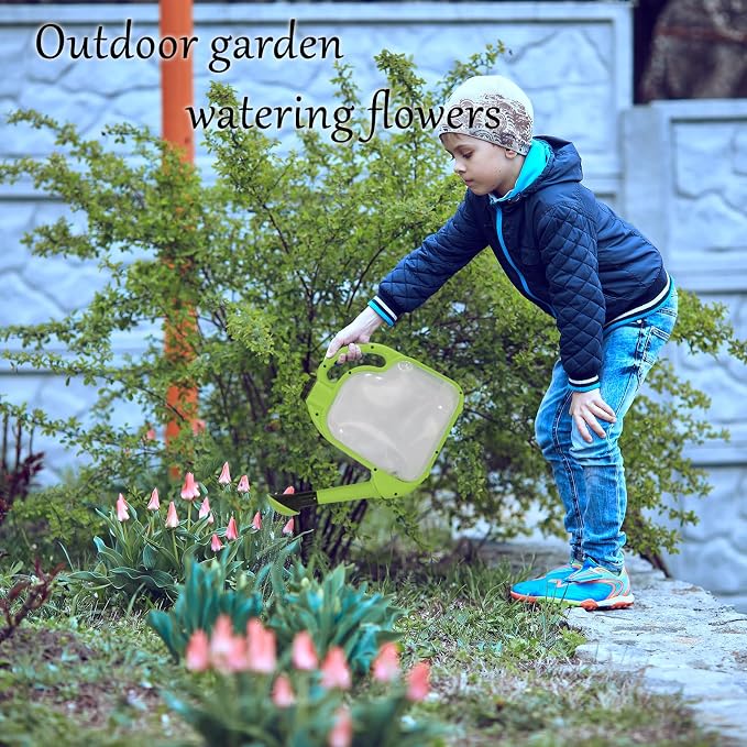 4L Foldable Watering Can with Rotating Nozzle & Long Spout for Plants, Indoor Outdoor Gardening, Clear Plastic-Green