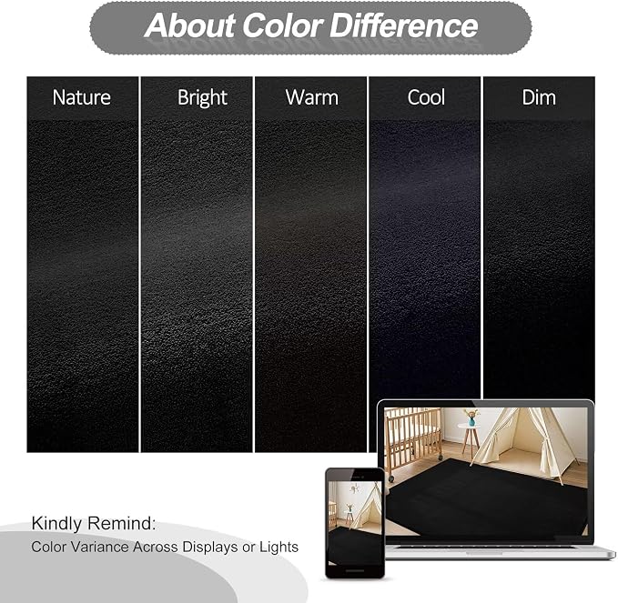Vasofe Large Modern Area Rugs for Bedroom Living Room, Soft 5x7 Black Rug | Non-Slip Washable Thickened Memory-Foam Indoor Carpets, Minimalist Carpet for Boys Girls Room Playroom Home Decor