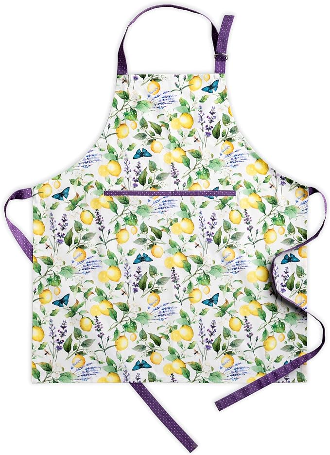 Maison d' Hermine Aprons for women with Pocket 100% Cotton (27.50"x31.50") | Adjustable Neck Strap & long ties Apron Men Chef Wedding Cooking Gardening Server Maid