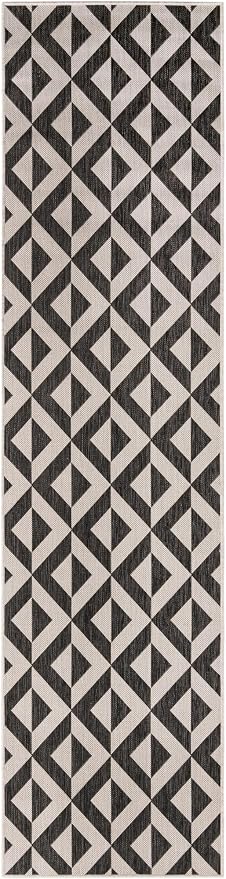 Jill Zarin Jill Zarin Outdoor Collection Area Rug - Napa (2' 7" x 10' Runner Charcoal Gray/Ivory)