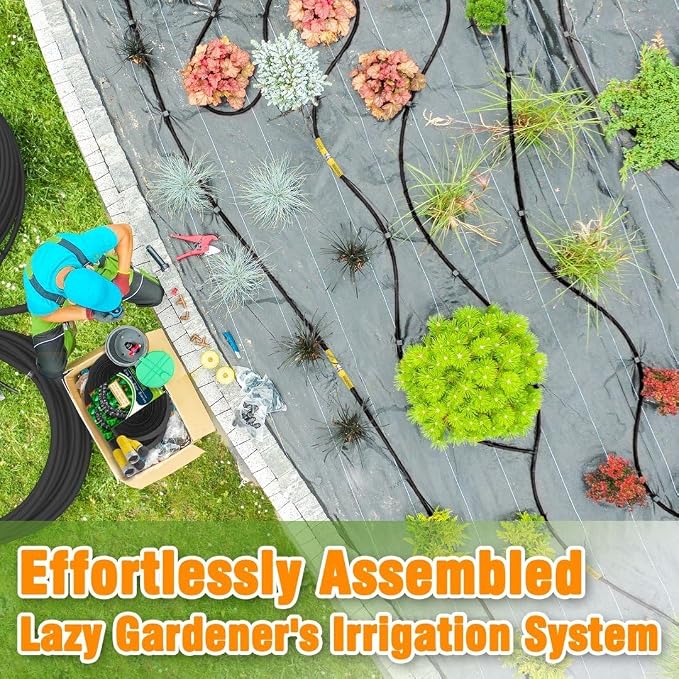 LAVEVE 25FT Flat Soaker Hose, Heavy Duty Garden Watering Hose, Flexible Leakproof Drip Irrigation Hose Saves 80% Water for Lawn, Flower Beds, Vegetable Field