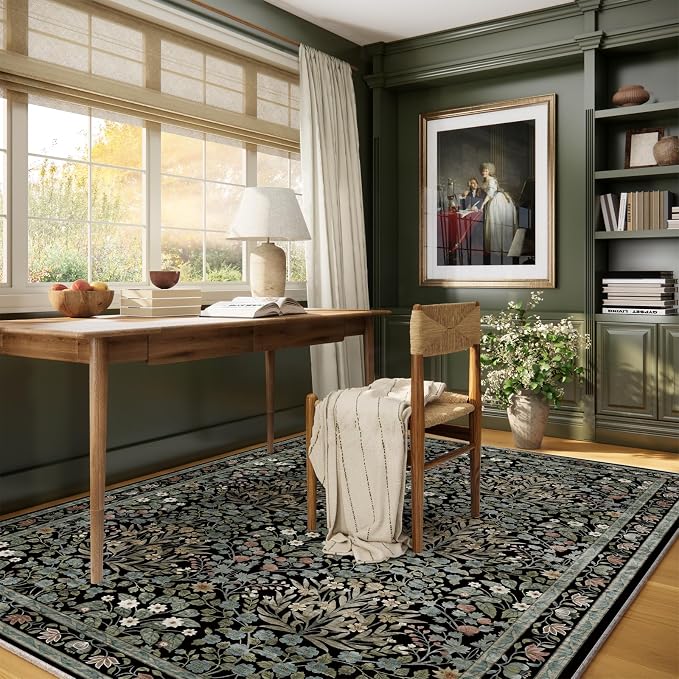 Traditional Design Vintage Floral Area Rug 5 x 7,Washable Area Rugs - Perfect for Living Room, Bedroom, Pet & Child Friendly, Nursery - Stain & Water Resistant Non-Slip, Dining Room Decor