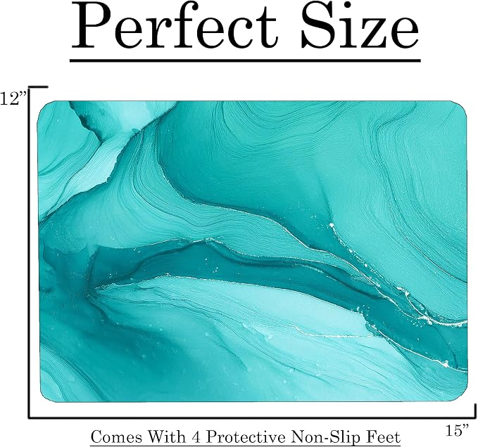 Aqua Blue Marble Kitchen Glass Cutting Board Ocean Decorative Gift Marbled Granite Stone Rock Gift For Her Mom Wife (Aqua Marble)