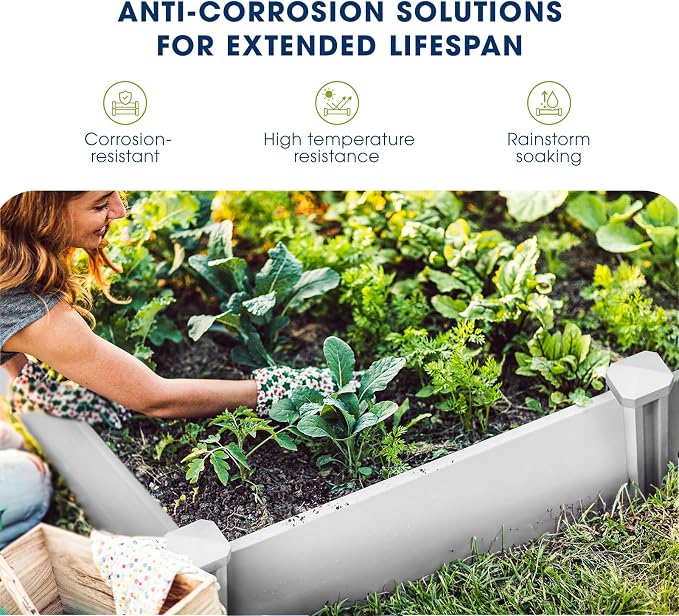 PASAMIC 8x4x1ft Vinyl Raised Garden Bed, Rust-Proof Outdoor Planter Box for Gardening, Durable Raised Plant Box with Open Bottom, DIY Above Ground for Fruit, Vegetables, Herbs