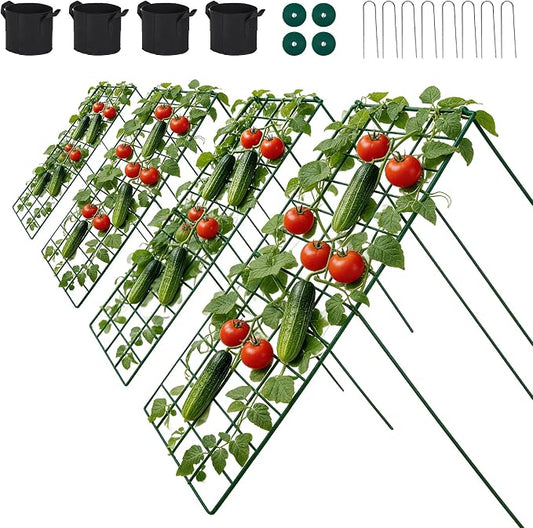 Cucumber Trellis for Garden - 4 Pack, 48" L x 16" W Garden Trellis for Climbing Plants Outdoor with Support Structures, A Frame Trellis for Climbing Vegetables Peas, Vine, Bean