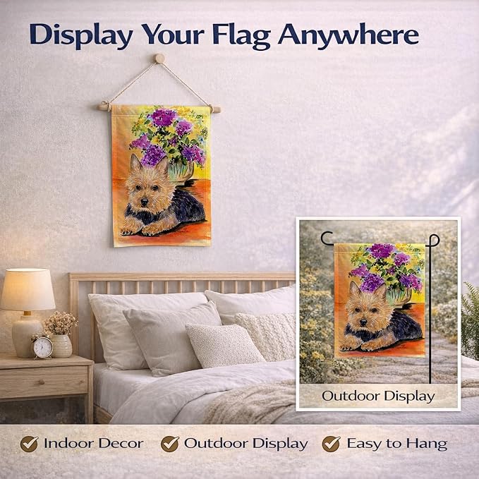 Caroline's Treasures SS8297GF Norwich Terrier Garden Flag Mailbox Flag Decorative Yard Flag Banner Outside Patio Artwork Yard Flower Beds, Garden Size, Multicolor