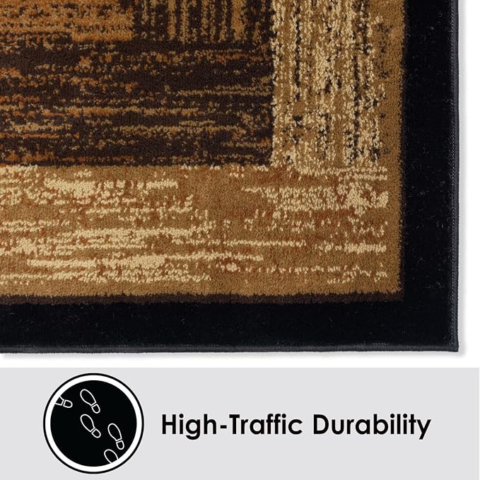 Home Dynamix Royalty Vega Contemporary Geometric Area Rug, Black/Beige, 43"x62"