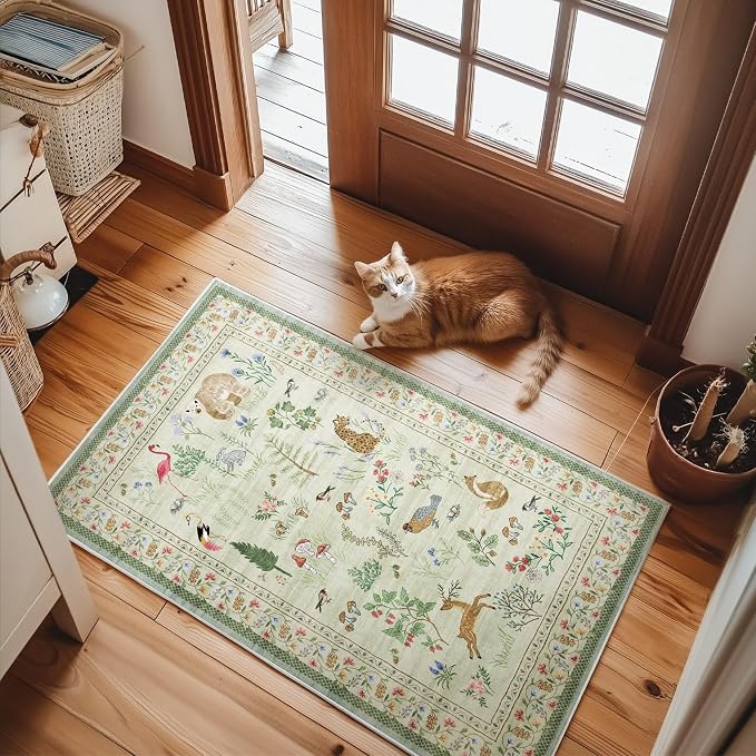 Washable Door Mat Indoor Entrance: 2x3 Entryway Rugs Small Area Rug Non-Slip Low Pile Soft Kitchen Rug for Front Door Indoor Entrance Entry Bedside Kids Room