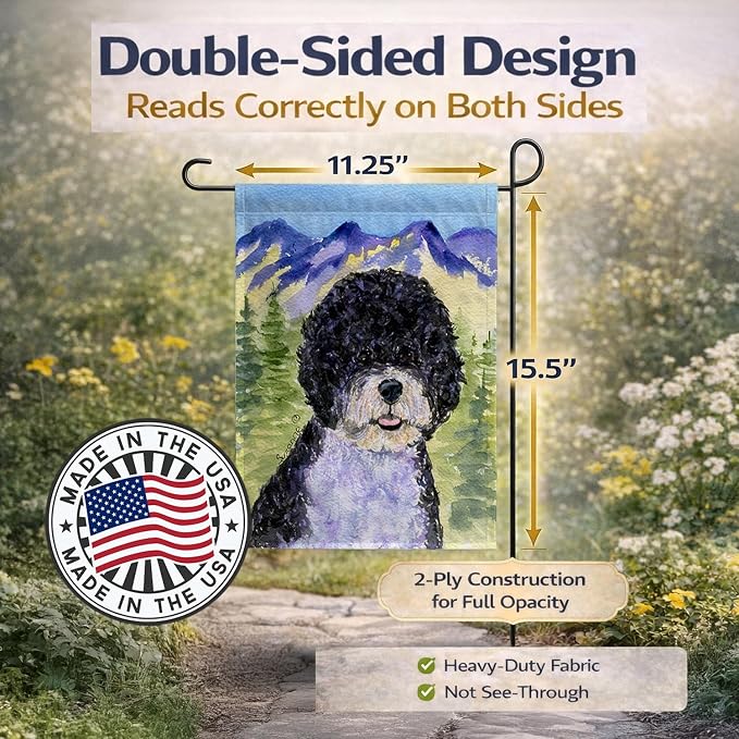 Caroline's Treasures SS8303GF Portuguese Water Dog Garden Flag Mailbox Flag Decorative Yard Flag Banner Outside Patio Artwork Yard Flower Beds, Garden Size, Multicolor