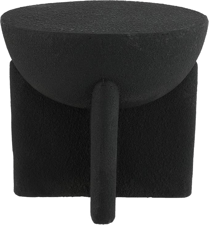 JONATHAN Y Brady Indoor/Outdoor Accent Table & Garden Stool, Minimalist Geometric Weather Resistant Sculptural Side Table for Patio, 17.75" x 16.25", Black Frosted TBL1109A