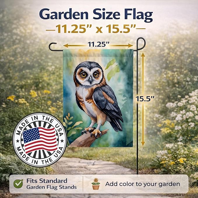 Caroline's Treasures Spectacled Owl Garden Flag Mailbox Flag Decorative Yard Flag Banner Outside Patio Artwork Yard Flower Beds, Garden Size, Multicolor