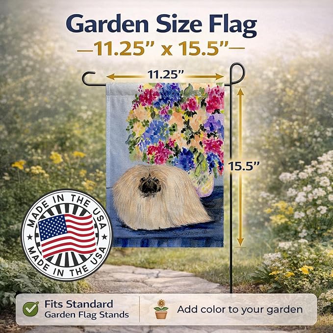 Caroline's Treasures SS8315GF Pekingese Garden Flag Mailbox Flag Decorative Yard Flag Banner Outside Patio Artwork Yard Flower Beds, Garden Size, Multicolor