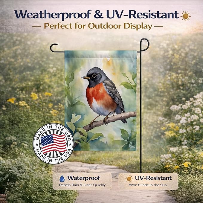 Caroline's Treasures Wisconsin American Robin Garden Flag Mailbox Flag Decorative Yard Flag Banner Outside Patio Artwork Yard Flower Beds, Garden Size, Multicolor