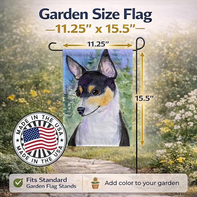 Caroline's Treasures SS8927GF Rat Terrier Garden Flag Mailbox Flag Decorative Yard Flag Banner Outside Patio Artwork Yard Flower Beds, Garden Size, Multicolor
