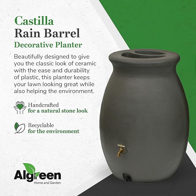 Algreen Products Castilla Rain Barrel 50-Gallon, Brownstone