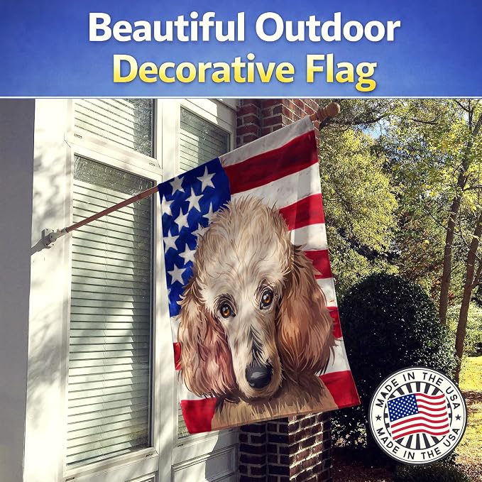 Caroline's Treasures CK6657CHF Poodle Dog American Flag House Flag Large Porch Sleeve Pole Decorative Outside Yard Banner Artwork Wall Hanging, Polyester, House Size, Multicolor