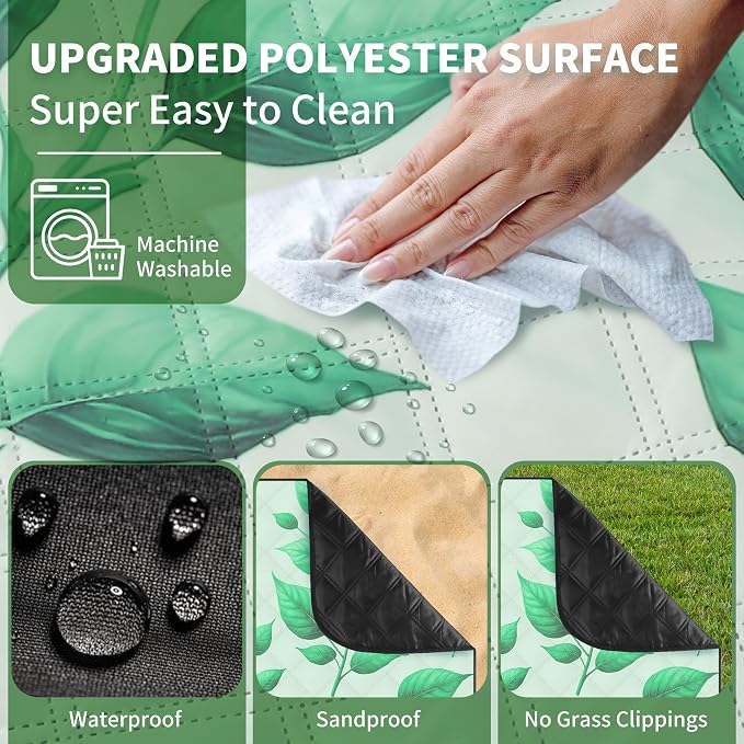 ANJ Outdoors Extra Large Waterproof Picnic Blankets | Foldable Sandproof Beach Blanket N Outdoor Blanket | 5-Layer Machine Washable Soft Picnic Mat for Camping, Grass, Park N Stadium