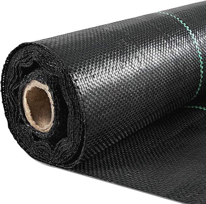 Happybuy 6x300ft Premium Weed Barrier Landscape Fabric Heavy Duty 2.4OZ, Woven Weed Control Fabric, High Permeability Good for Flower Bed, Geotextile Fabric Underlayment, Driveway Fabric Ground Cover | Durable PP Fabric,Weed Control & Soil Improve