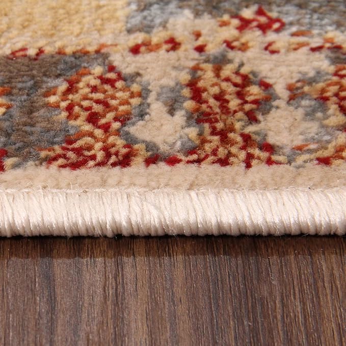 Superior Indoor Area Rug or Runner, Patchwork Rustic Leaves Floor Decor, Soft Plush Rugs for Living Room, Office, Kitchen, Dining, Aesthetic Home Accessories, Zelder Collection 2ft x 3ft - Rust