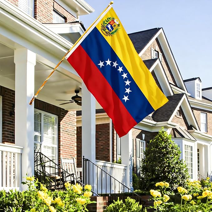 AhfuLife Venezuela Flag 3x5 Ft, 8 Star Large Venezuelan Flags for Outside - Double Side with Brass Eyelets for Olympic Party Decorations Bar Garden Street Decoration Indoor Outdoor