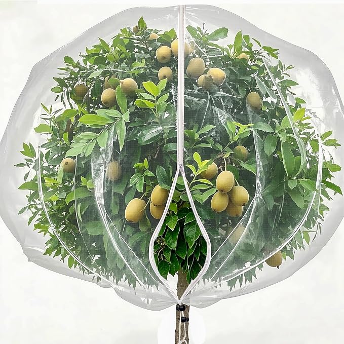 KEOHOLI 12x12 FT Large Fruit Tree Netting Bags with Zipper and Drawstring, Insect Bird Barrier Netting Plant Covers for Fruit Vegetable Trees, Bushes,Flower in Garden (12 * 12ft, 1Pack)