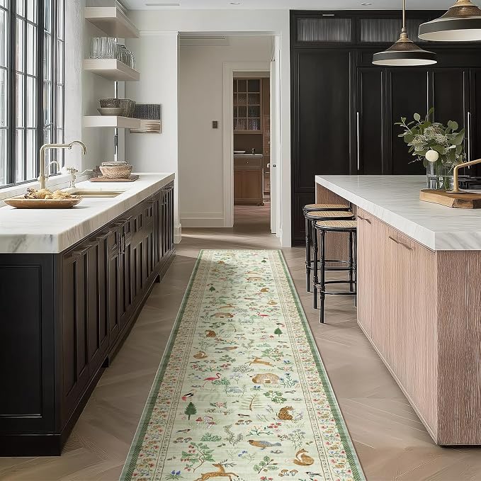 Machine Washable Kitchen Runner Rug: 2'x10' Hallway Runner Non Slip Low Pile Stain Resistant Soft Carpet Runners Rug for Entryway Hallway Kitchen Laundry Room Beside Farmhouse