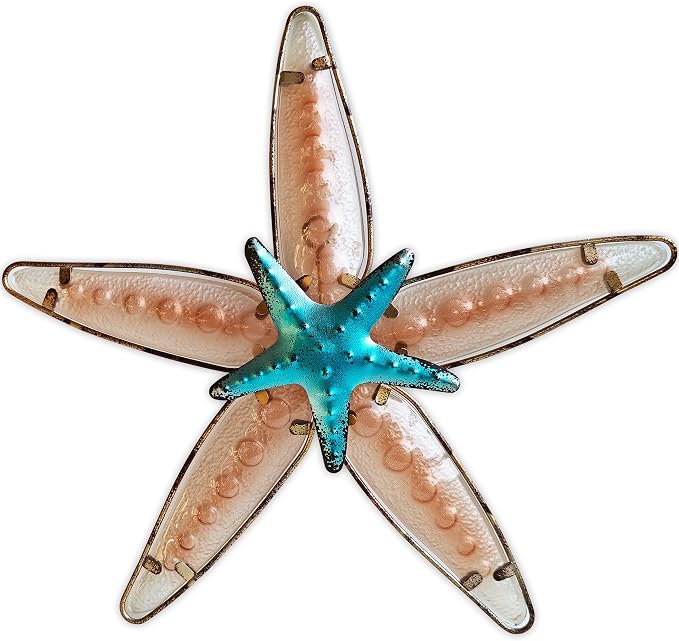 JOYBEE HOME&GARDEN Metal Starfish Wall Decor, Sea Life Coastal Decorations 13.25 inch Starfish Wall Art(Apricot)
