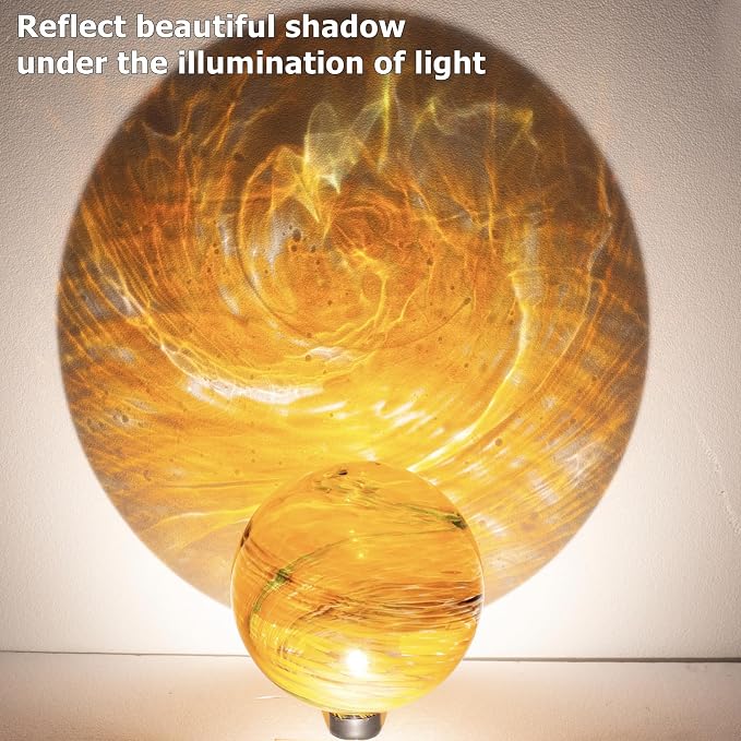 10 Inch Glass Gazing Ball with 9.4" H Metal Stand | Glass Gazing Globe Display Holder Set for Outdoor Garden Lawn Yard Decoration, Sunset Sky