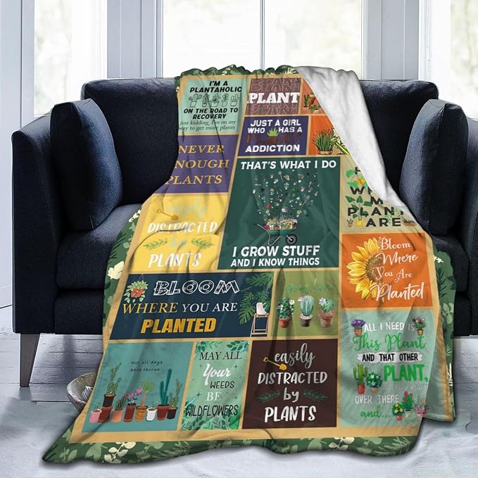 Gardening Lover Gifts Throw Blanket for Women Plant Gardeners Blanket Garden Blankets Plush Cozy Flannel Fleece Fuzzy Party Blanket 60"X50"