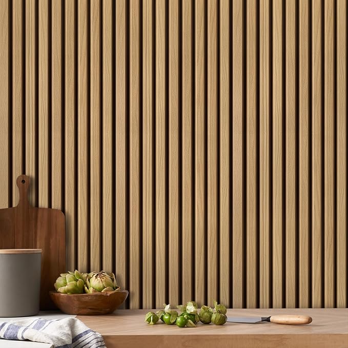 COMSTICKC 3D Faux Wood Wall Sticker, Peel and Stick Wall Covering,12 pcs of 22.8" x 11.8", DIY Lightweight PVC Wood Self Adhesive Decorative Tiles Wallpaper,Paintable,Covers 22.48 sq.ft