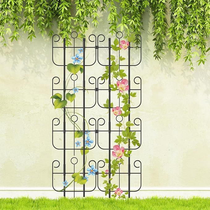 Garden Trellis for Climbing Plants Outdoor, Expandable Heavy-Duty Metal Trellis for Tall Plants, Flowers Vine Ivy, Sturdy Houseplant Pothos Plant Climber Support