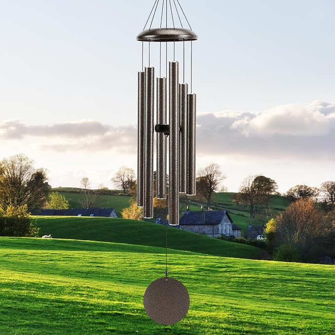 Large 40" Wind-Chimes-Outdoor-Deep-Tone, Soothing Melodic Tones Windchimes, Wind Chimes for Outside, Brown Memorial Wind Chime Best Gift for Mom Women Grandma Neighbors