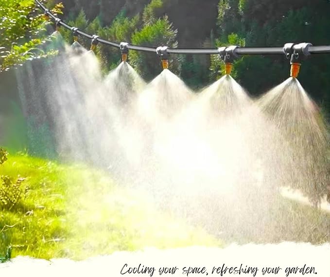 10 pk 3/8-inch OD Brass Misting Nozzles Tee Adjustable Copper Sprayer, Three Section Type,0.039"/1mm Orifice，Watering Plant Drip Irrigation Pneumatic Fittings Connection for Watering Garden
