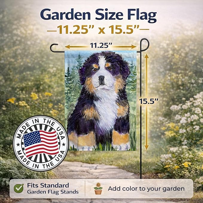 Caroline's Treasures SS8861GF Bernese Mountain Dog Garden Flag Mailbox Flag Decorative Yard Flag Banner Outside Patio Artwork Yard Flower Beds, Garden Size, Multicolor