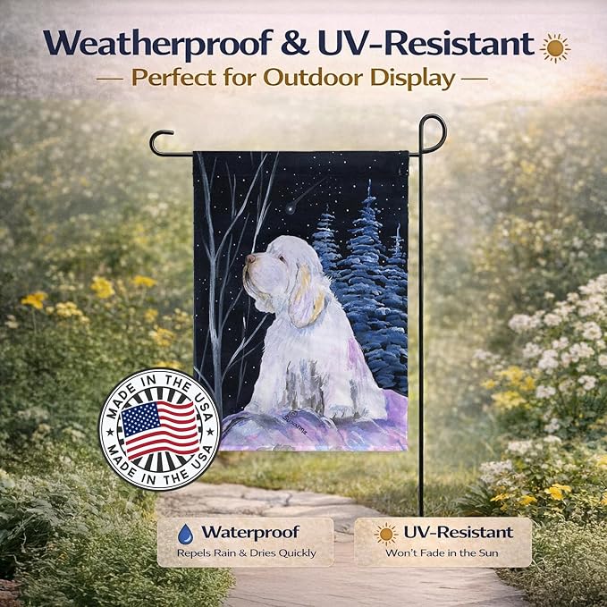 Caroline's Treasures SS8346GF Clumber Spaniel Garden Flag Mailbox Flag Decorative Yard Flag Banner Outside Patio Artwork Yard Flower Beds, Garden Size, Multicolor