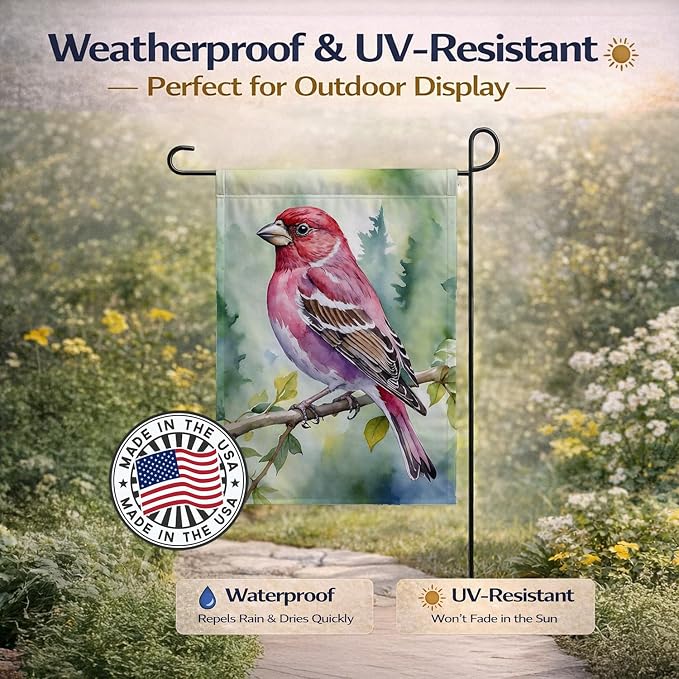 Caroline's Treasures New Hampshire Purple Finch Garden Flag Mailbox Flag Decorative Yard Flag Banner Outside Patio Artwork Yard Flower Beds, Garden Size, Multicolor