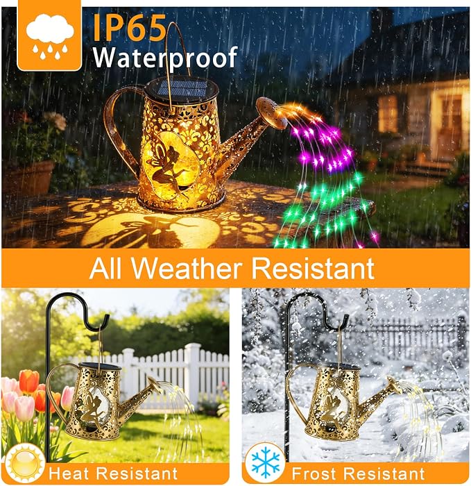 Solar Watering Can Lights, Fairy Gifts for Mothers Day Women Mom Grandma Birthday, Waterproof Outdoor Multicolor Garden Decor Large Hanging Solar Lantern Fairy Lights for Patio Porch Flowerbed Pathway