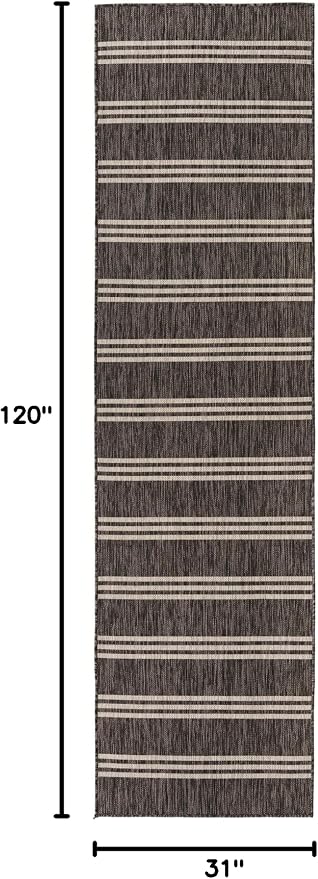Unique Loom Jill Zarin Outdoor Collection Area Rug - Anguilla (2' 7'' x 10' Runner, Charcoal/ Ivory)