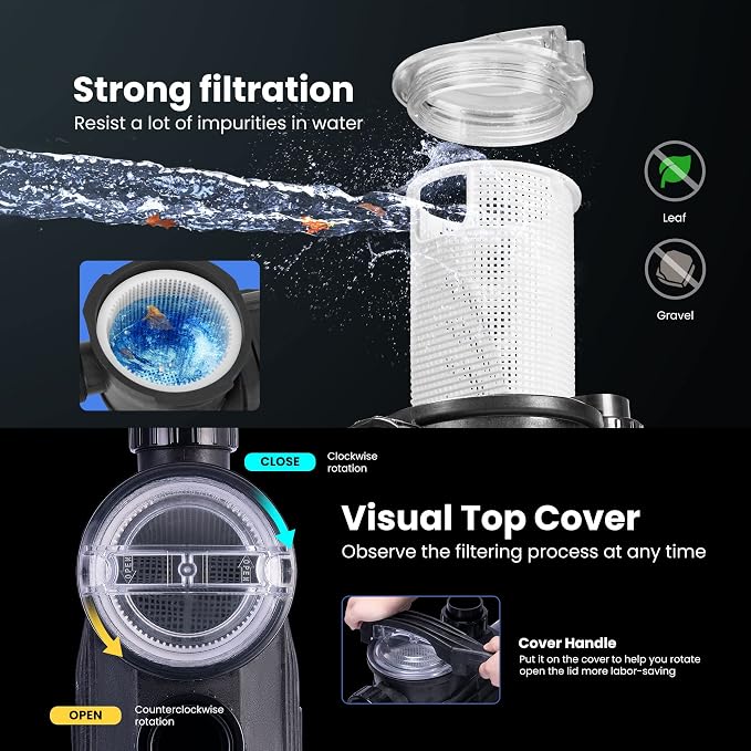 VIVOHOME 2.5HP Dual Voltage Pool Pump, High Lift 78FT Self-Priming, DOE Energy Saving, 1.5" & 2" Connectors w/Strainer Basket for In/Above Ground Pools