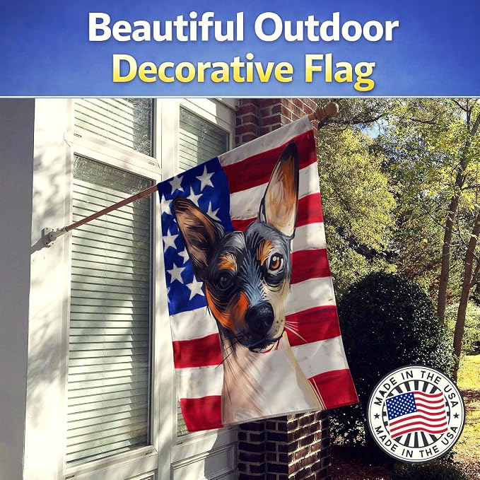 Caroline's Treasures CK6674CHF Ratonero Valenciano Dog American Flag House Flag Large Porch Sleeve Pole Decorative Outside Yard Banner Artwork Wall Hanging, Polyester, House Size, Multicolor